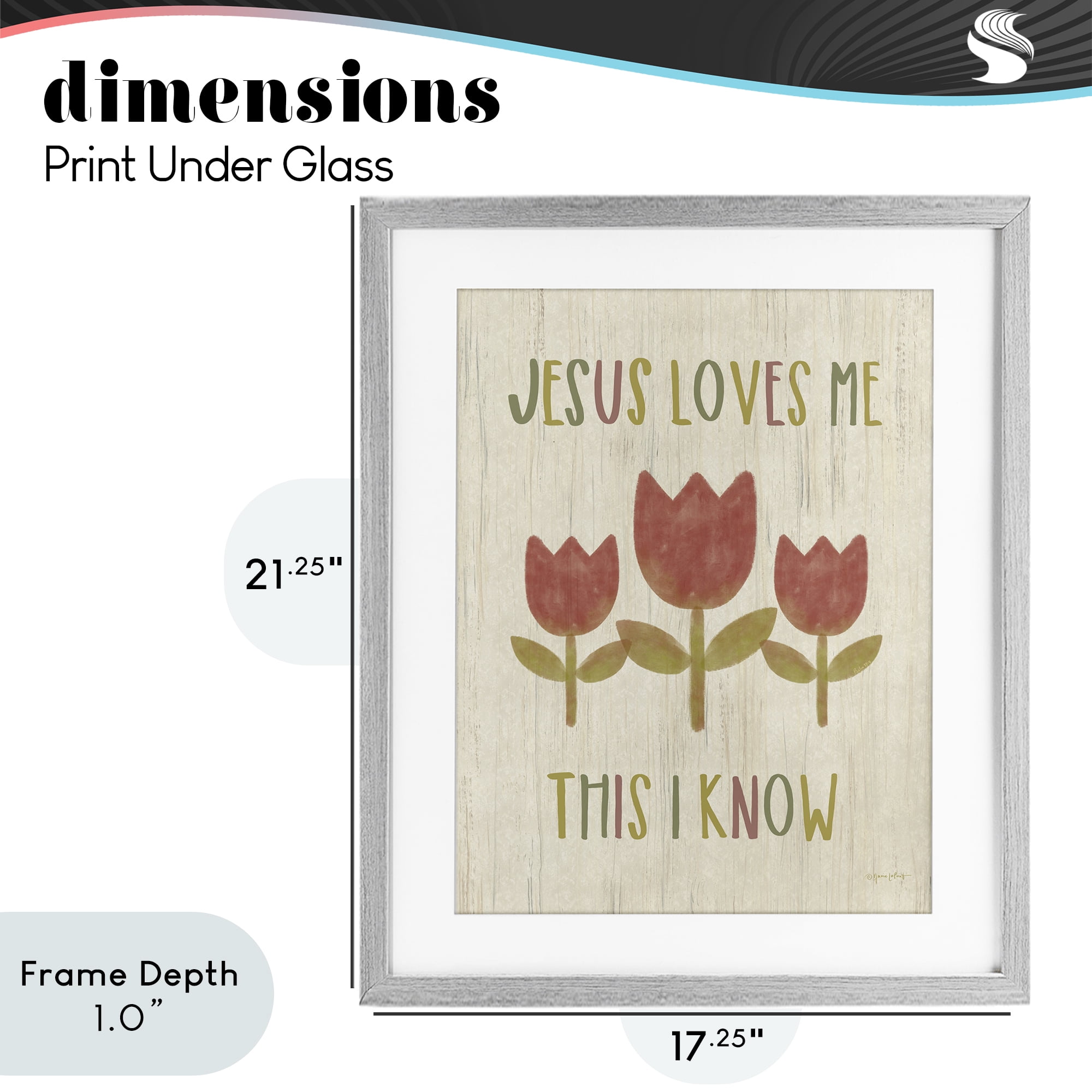 Stupell Industries Jesus Loves Me This I Know Gray Framed Print Under Glass, design by Annie LaPoint