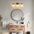 thumbnail image 4 of Modern Bathroom Light Fixtures, 3 Light Vanity Lights Over Mirror, Black Wall Lamp with Clear Glass Shade for Living Room Cabinet Bedroom Porch, 4 of 8