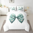 thumbnail image 2 of Manfei Cute Bow Knot 7-Piece Bedding Comforter Set,Cartoon Daisy Print King Bedding Sets,Cyan White Bed Sheets For Girls Teens,Luxury Bedroom Decor Reversible, 2 of 8