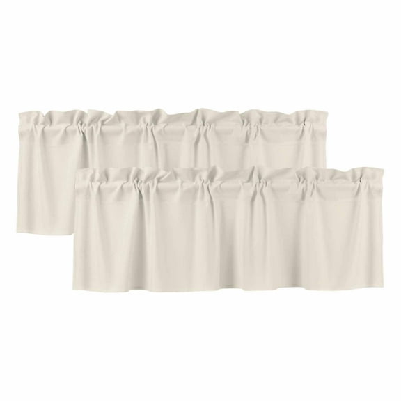 2 Pack Cream Valance for Window Solid Color Kitchen Valance Rod Pocket Short Curtain Topper Decorative Window Treatment for Living Room Bedroom 42"x12"