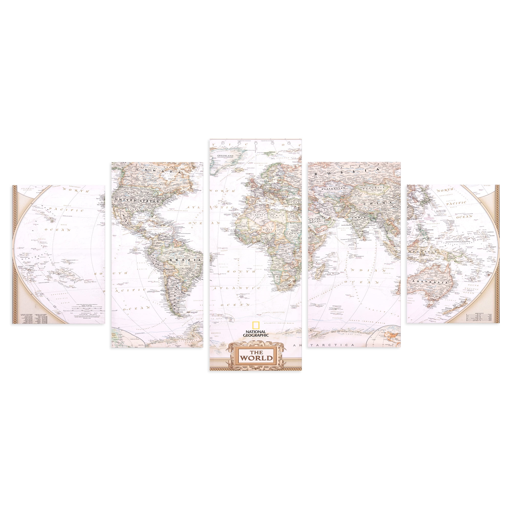 Patton Wall Decor 5 Panel Large Vintage World Map Canvas Set Wall Art Large Vintage World Map 5 Panel Canvas Set Wall Art - Walmart.com