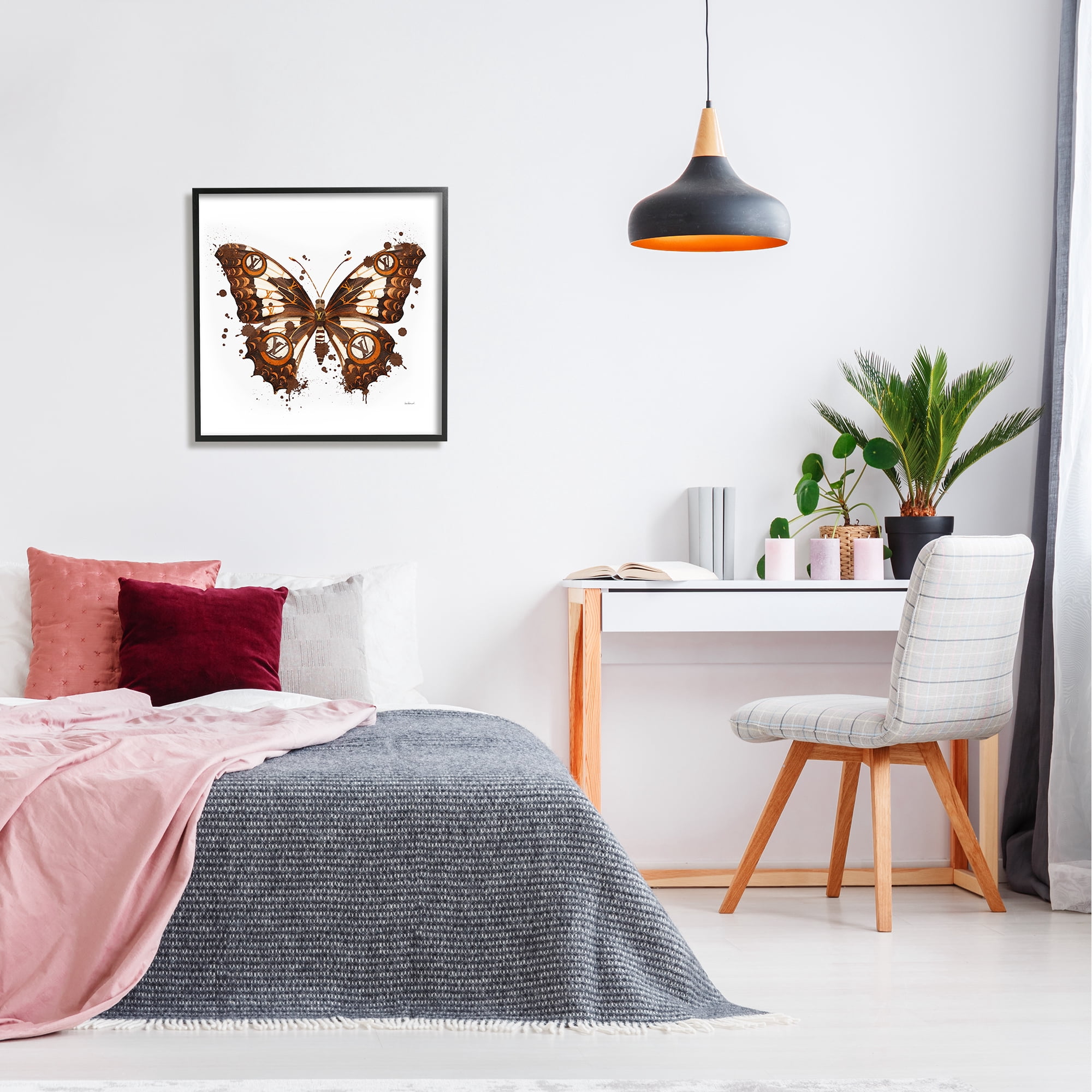 Stupell Industries Modern Glam Butterfly Animals & Insects Painting Black Framed Art Print Wall Art, 24 x 24