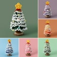 thumbnail image 2 of OIUR Handmade Crochet Christmas Tree Decoration Tabletop Knitted Small Artificial Flocking Christmas Tree for Home Office Holiday Decor, 2 of 6