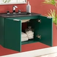 thumbnail image 5 of Sink Vanity Cabinet, Wall Mounted, Melamine, Green Black, Modern Contemporary Urban Design, Hotel Bedroom Bathroom Master Suite Guest, 5 of 10