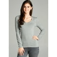 thumbnail image 3 of Emmalise Women's Casual Basic V-Neck Tshirt Long Sleeves Tee Top - H Gray, S, 3 of 4