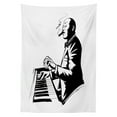 thumbnail image 3 of Ambesonne Cigar Tablecloth Rectangular Table Cover, Jazz Pianist Sketch Art, 60"x84", Black and White, 3 of 4