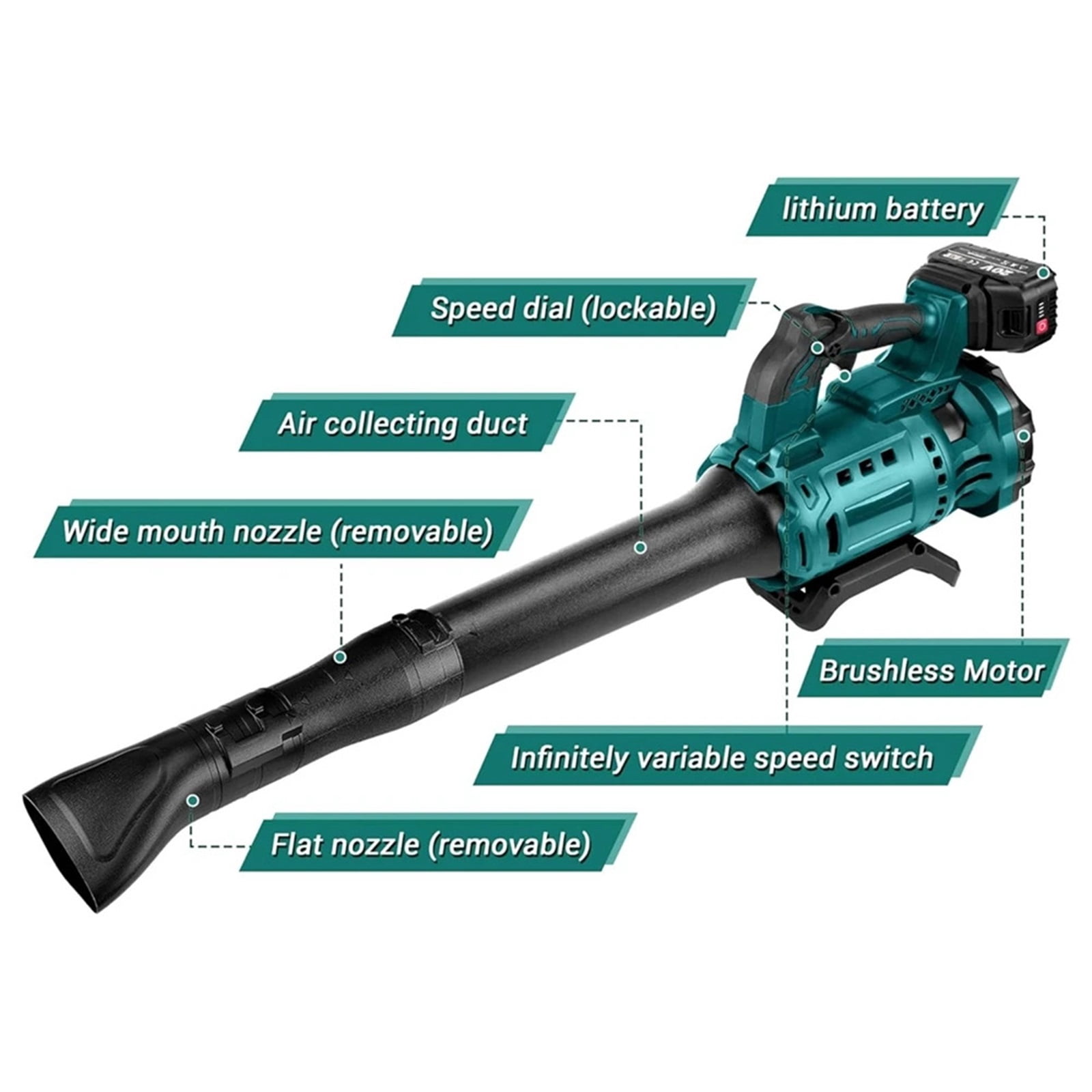 Leaf Blower Powerful Brushless Motor Cordless Air Blower Snow Blower Speed Adjustable For Patio Cleaning Lawn Care ,Easy to Use