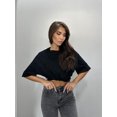 thumbnail image 2 of Camiseta lisa de algodón y versátil para parejas, camisa de manga corta con letras, informal, deportiva, 100% algodón, cuello redondo, 2 of 5