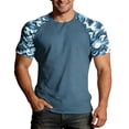 thumbnail image 2 of Mens T-shirts Short Sleeve Crewneck Tee with Camo Raglan Sleeves Casual Summer Lightweight T Shirt for Men Blue L, 2 of 5