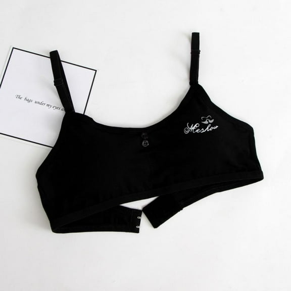 Velocity 12-18Y Girls Underwear Soft Padded Cotton Bra Young Girls for Yoga Sports Running Breathable Bra (Black)