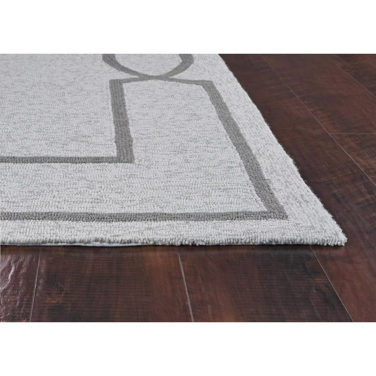 5'X7' Oatmeal Ivory Hand Hooked Uv Treated Bordered Indoor Outdoor Area Rug 5'X7' Oatmeal Ivory Hand Hooked Uv Treated Bordered Indoor Outdoor Area Rug