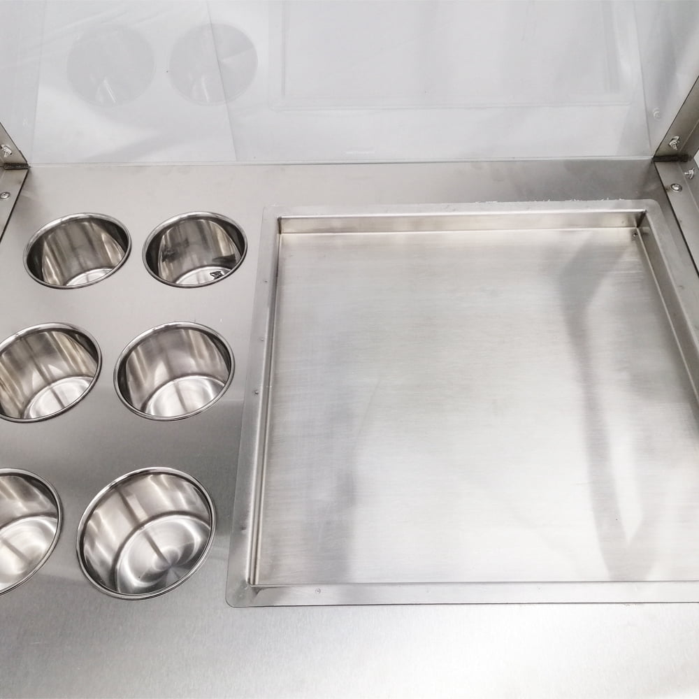 Techtongda Single Flat Pan Fried Ice Cream Machine Ice Cream Maker with Dust Cover Commercial Make Dessert