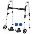 thumbnail image 1 of Andador Loyoda para personas mayores, ligero, compacto, plegable, estándar, con 2 pelotas de tenis precortadas, altura ajustable, soporta hasta 169 kg, apto para FSA/HSA, color negro (andador con pelo, 1 of 5