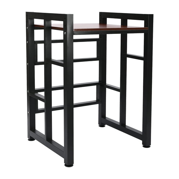 Durable Steel Pipe Washer Dryer Stacking Rack Stand, Adjustable Height, Ample Storage for Bathroom, Teak or Black Color Option