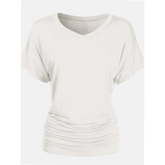 Women's Short Sleeve V Neck Dolman Top Tshirt