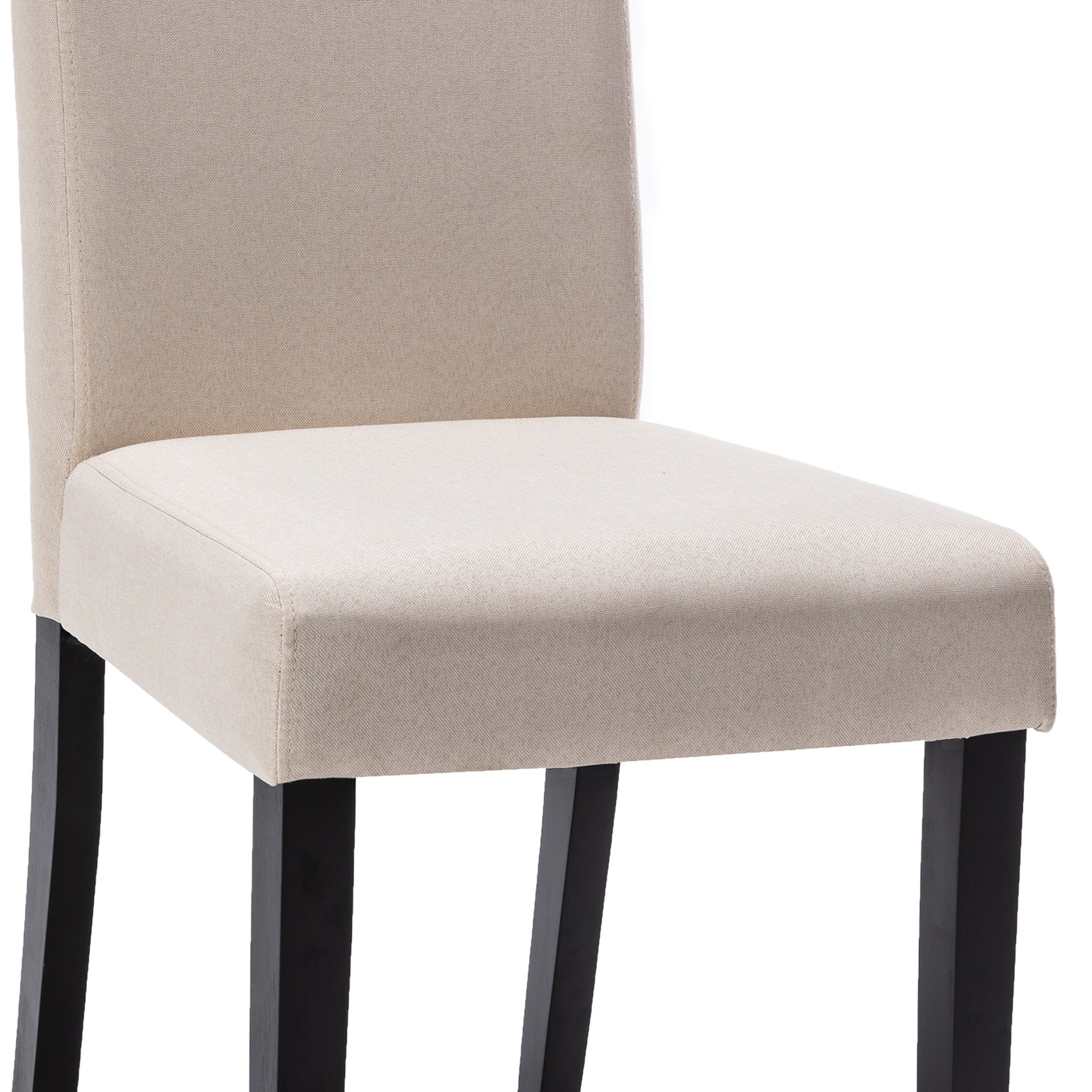 Modern 2 PC Polyester Dining Chair Set with Diamond Tufted Back and Wooden Legs, Beige - AC Pacific
