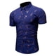 thumbnail image 2 of Camisa de manga corta con estampado de ramitas y corte entallado de negocios con botones informales para hombre, 2 of 4