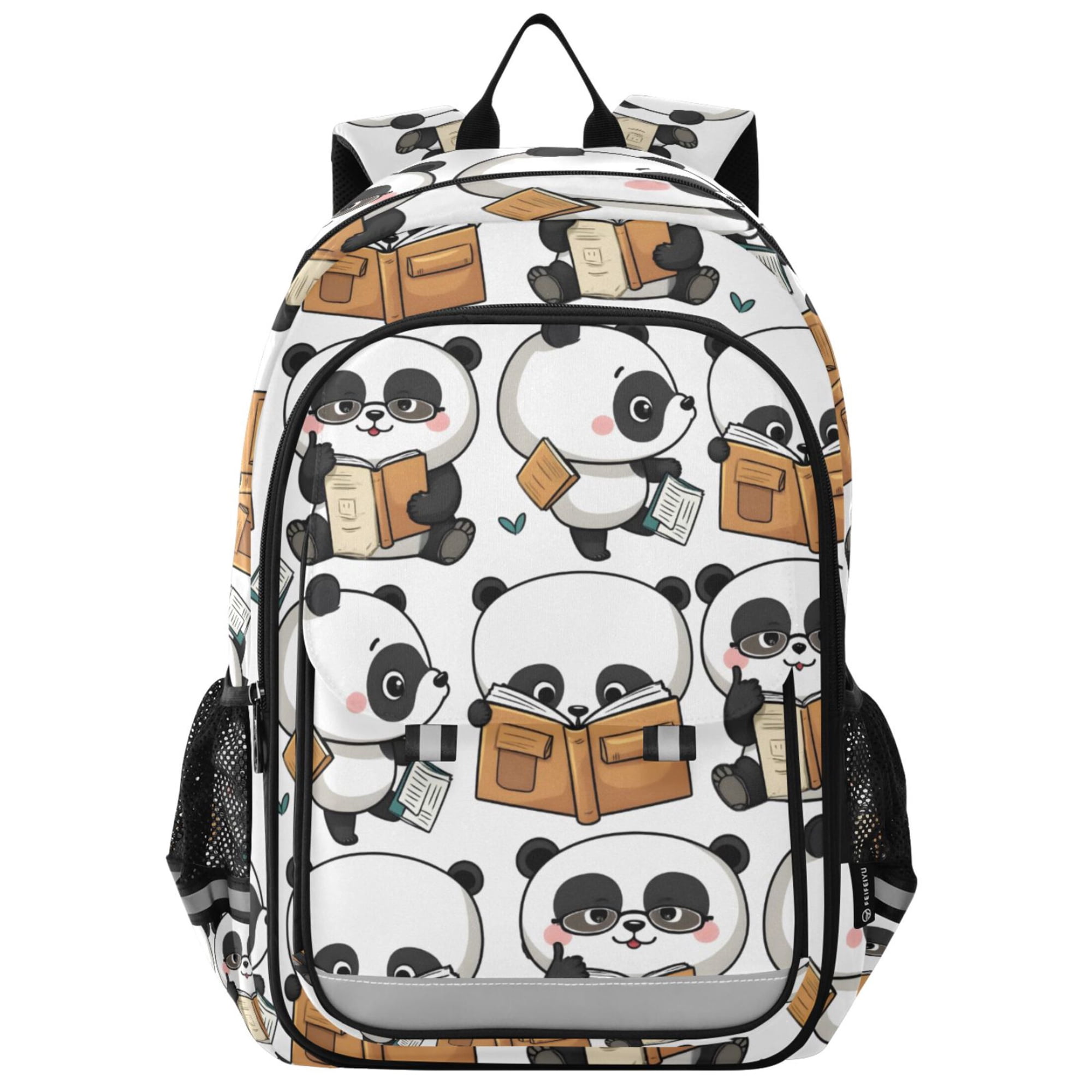 ALAZA Cute Pandas Reading School Laptop Backpack Travel Bag Casual Student Bookbag Rucksack