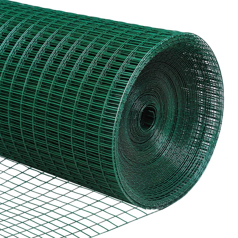 Topcobe PVC Coated Steel Chicken Rabbit Mesh Fencing Wire Garden Galvanized Fence Border, Resuable Temporary Netting for Garden Fencing