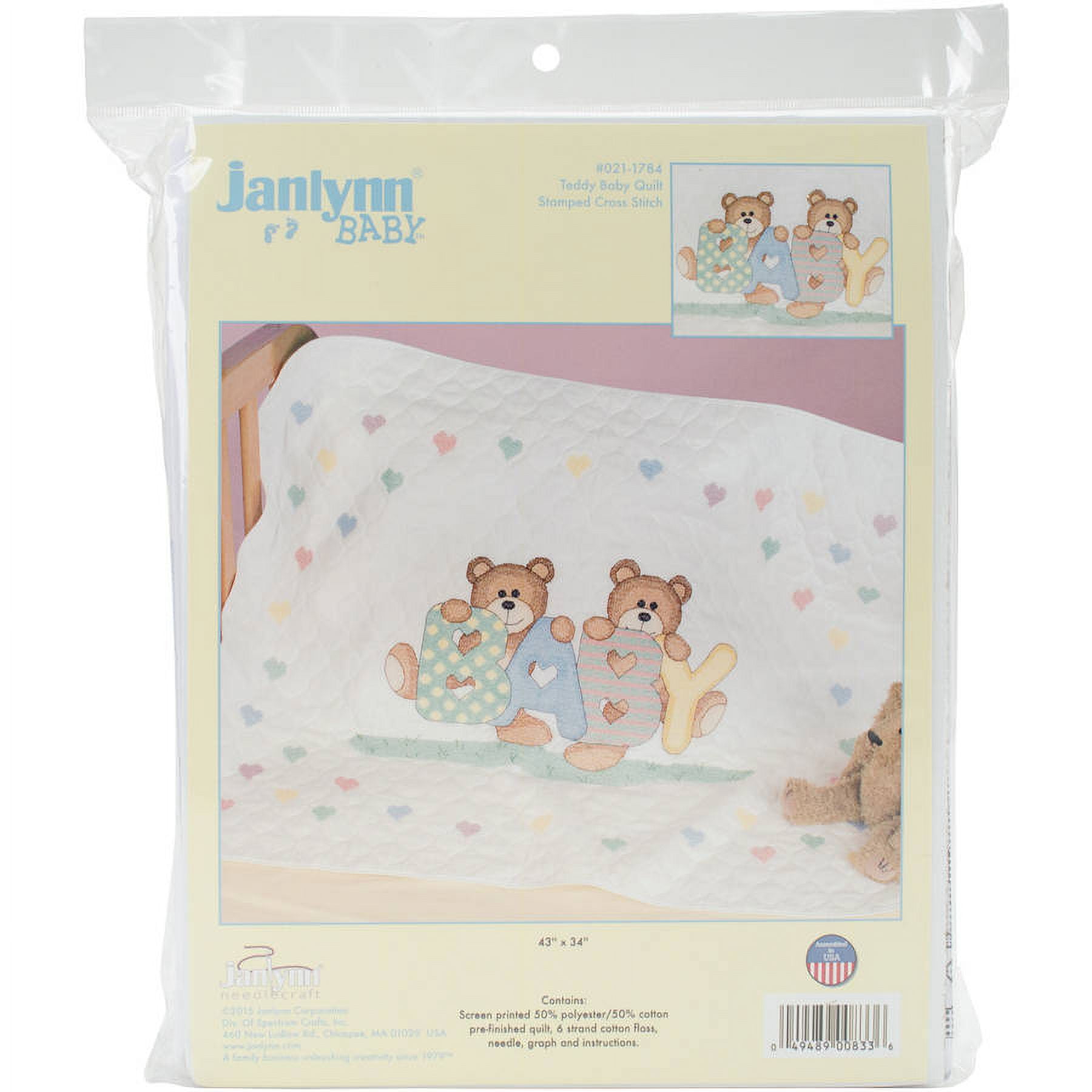 Janlynn Stamped Quilt Cross Stitch Kit 34x43-baby Deer-stitched