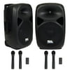 Seismic Audio - RSG-15 Pair of Powered 15 Inch PA Speakers - Rechargeable with 2 Mics, Remote and Bluetooth