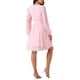 thumbnail image 3 of INSPIRE CHIC Vestido corto de línea A con cuello en V profundo, mangas largas y lazo en la cintura, color rosa M, 3 of 5