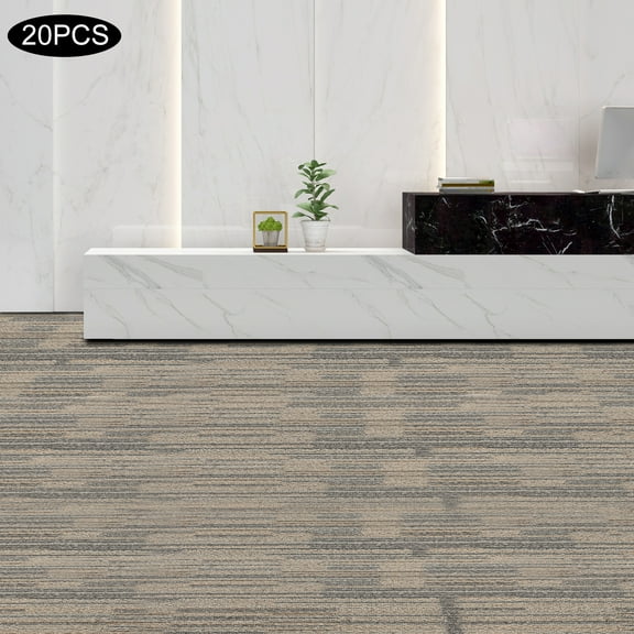 20Pcs Square Carpets, 20x20-inch Commercial Carpet, Modern Square Grain Repeated Use Floor Tile Washable Mats