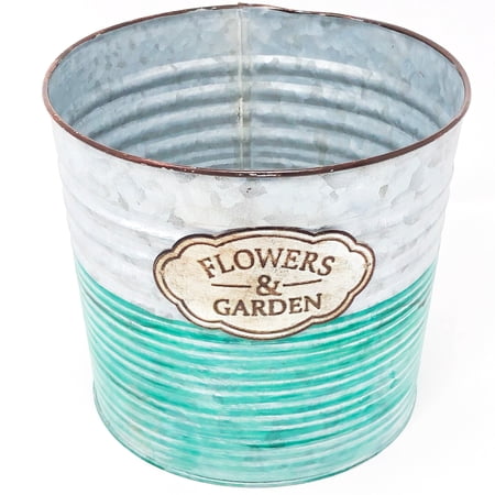 Allgala Galvanized Planter Pot Indoor and Outdoor Decoration-Round-9 -HD88300