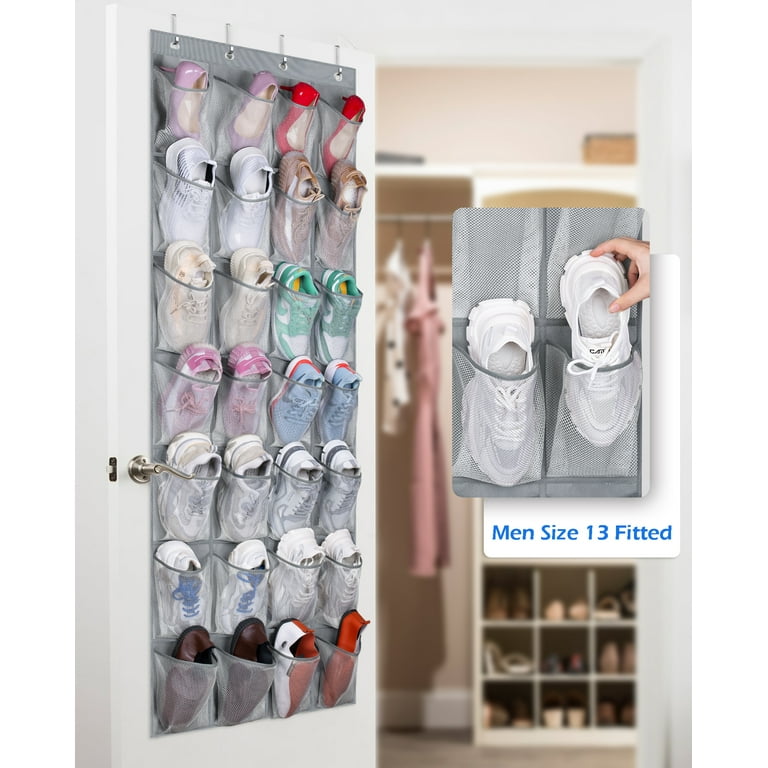 24 Pockets Shoe Hanger Door Hanging Clear Shoe Organizer Mesh Shoe Storage  Bags Space Saving Shoe