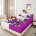 thumbnail image 4 of Feelyou Romantic Purple Rose Full Size Sheets, Gothic Skeleton Bed Sheets, Valentine's Day Theme Sheet Sets, Lightweight Room Decor, 4pcs, 4 of 7