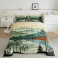 thumbnail image 2 of jejeloiu Tropical Botanical Pine Full Size Comforter Sets,Natural Mountain Tree Bedding Comforter Set,Beige Teal Green Bedding Sets For Men Women,Microfiber Bedroom Decor Reversible,3-Piece, 2 of 8
