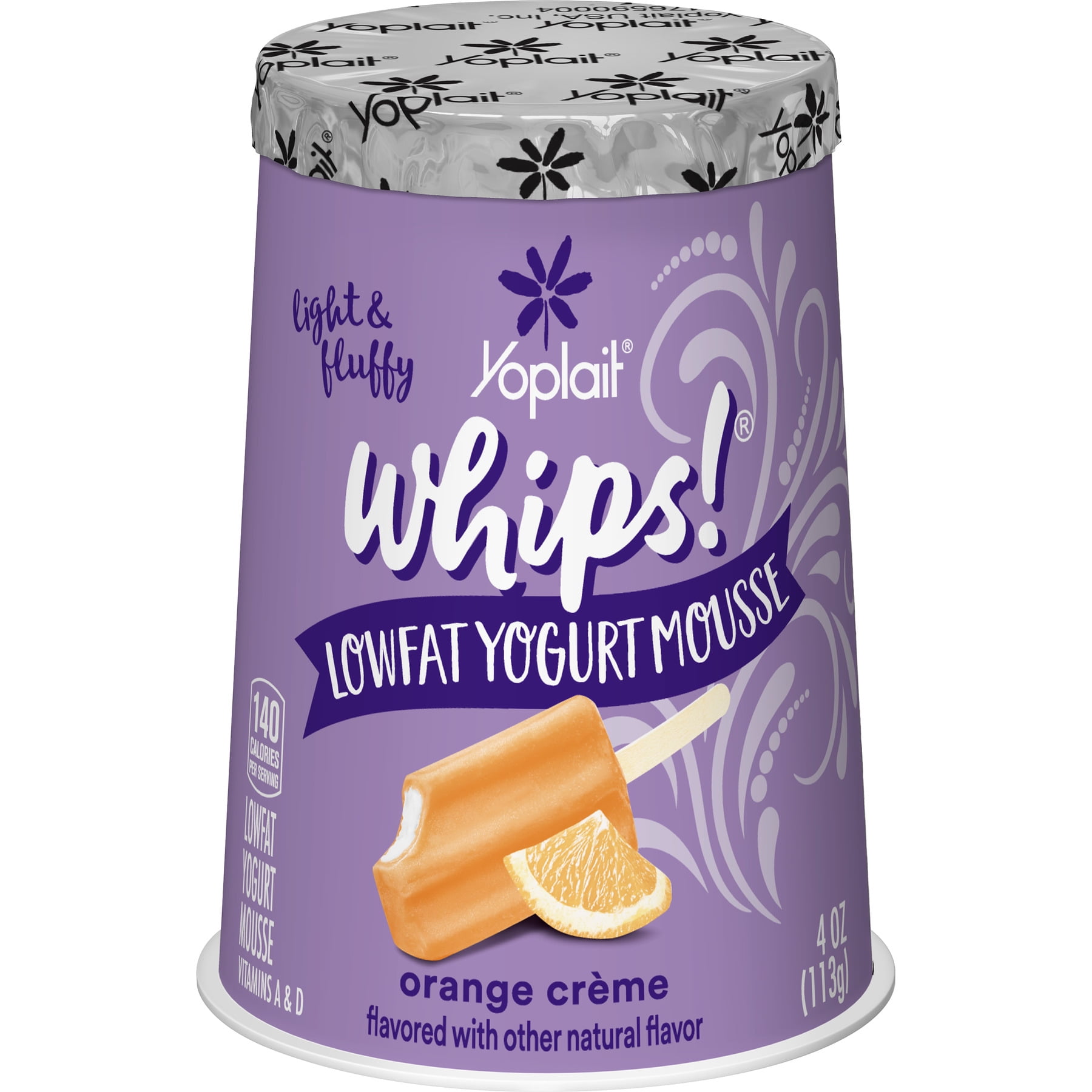 Yoplait Whips! Orange Creme LowFat Yogurt, Mousse 4 Oz.