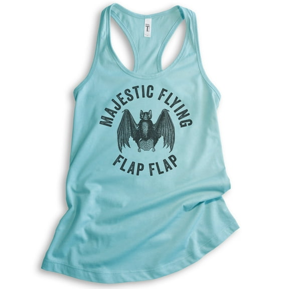 Majestic Flying Flap Flap Bat Tank Top, Ladies Racerback Tank Top, Funny Halloween Bat Graphic Animal Tank, Cancun, Large