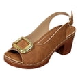 thumbnail image 2 of Dakaela Slingback Heeled Sandals for Women Fashion Open Toe Dressy Chunky Low Heels Wedge Casual Dress Pumps Shoes for Wedding Party Khaki 7.5, 2 of 2