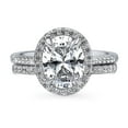 thumbnail image 2 of BERRICLE Sterling Silver Halo Wedding Engagement Rings Oval Cut Cubic Zirconia CZ Ring Set for Women, Rhodium Plated Size 7.5, 2 of 18