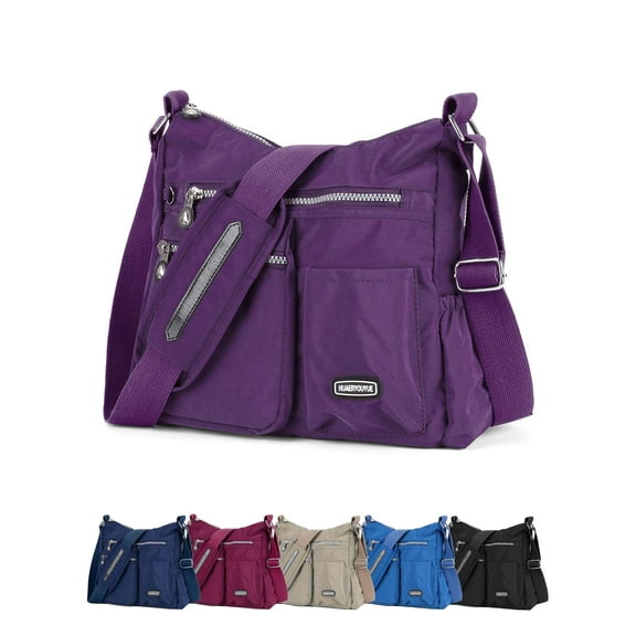 PULLIMORE Women Shoulder Handbag Casual Multiple Pockets Bag Ladies Crossbody Purse Fashion Tote Top Handle Satchel (Purple)