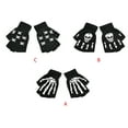 thumbnail image 6 of Sofullue Unisex Adult Halloween Skeleton Skull Half Finger Gloves Glow in the Dark Fingerless Stretch Knitted Winter Mittens, 6 of 9