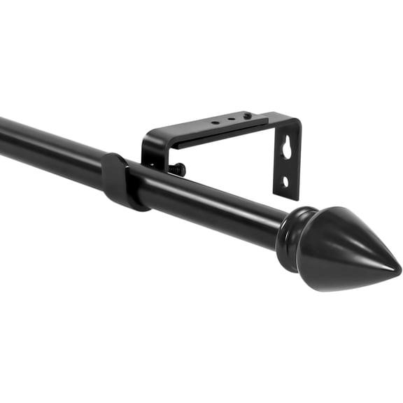 Urbanest Adjustable Single Curtain Rod Set Lance Finials – 5/8-Inch Diameter, With Black Rod, 28–48 Inches