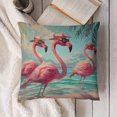 thumbnail image 7 of Flamingo Beach, hats, sunglasses Linen toss pillowcase Decoration pillowcase Gift preferred 18x18" Cushion cover 1 set Sofa pillowcase Sofa bedroom living room car, 7 of 7
