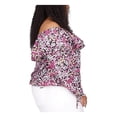 thumbnail image 3 of MICHAEL MICHAEL KORS Womens Pink Ruffled Tie Unlined Floral 3/4 Sleeve Off Shoulder Blouse Plus 2X, 3 of 4