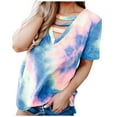 thumbnail image 2 of GaThRRgYP Womens Plus Size T-Shirts,Women's Plus Size Tie Dyed Printed Short Sleeved V-Neck Top/Shirt, 2 of 6