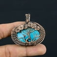thumbnail image 2 of Natural Tree Of Life Tibetan Turquoise Gemstone Copper Wire Wrap Pendant 2", 2 of 4