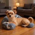 thumbnail image 2 of Pet Calming Pillow for Dogs Cats, 15.7 x 23.6 in / 40 x 60 cm Glow In The Dark Pet Pillow with Star Design, U-Shaped Pet Pillow for Joint & Neck Support, Machine Washable Gray, 2 of 5