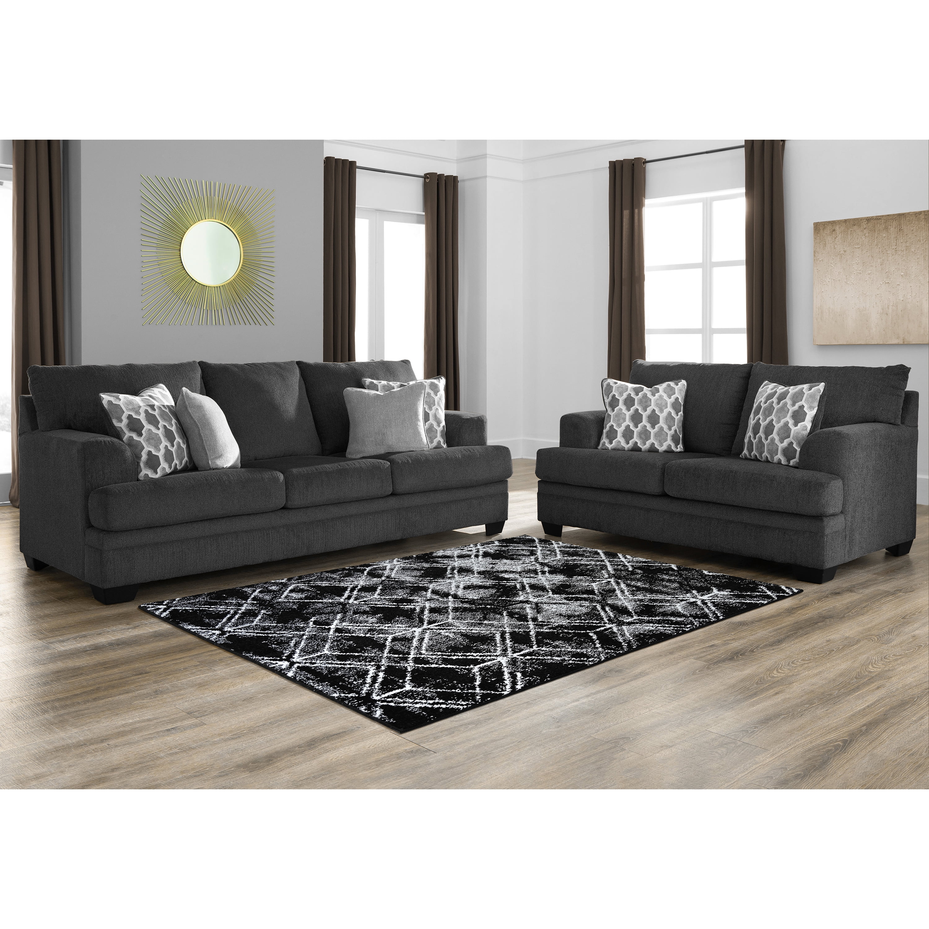 Garland Rug Finley Polypropylene Black/White Indoor Area Rug, 5' x 7'