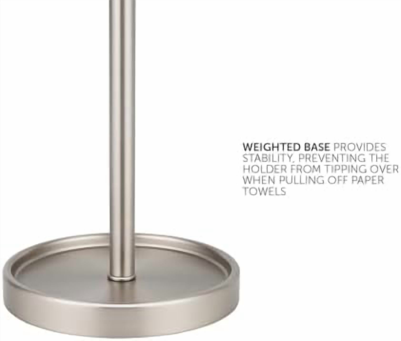 Countertop Paper Towel Holder - Modern Bell End Minimalist Design - Color Brushed Nickel