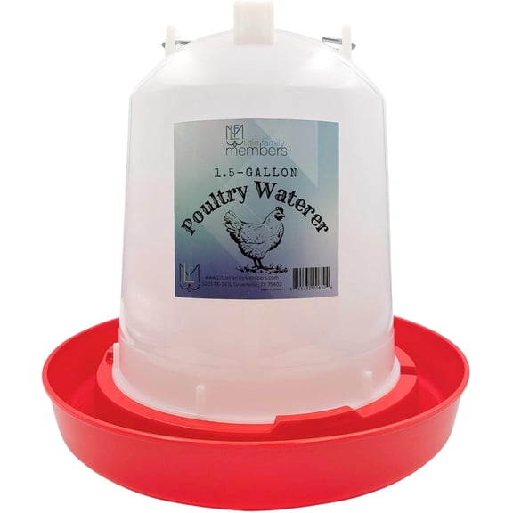 Chicken Waterer 1.5-Gallon Metal Handle Poultry Drinker | Large Capacity Poultry Waterer | for Chickens, Ducks, Baby Chicks, Chickens, Turkeys and More