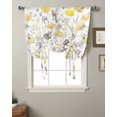 thumbnail image 2 of Yellow Grey Botanical Tie Up Curtains for Window, Spring Floral Watercolor Thermal Insulted Balloon Shade Adjustable Rod Pocket Curtains Valance Panels for Kitchen Bathroom Café 46 x 63, 2 of 7