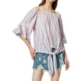thumbnail image 6 of Women's Trumpet Sleeve Tie-Front American Flag Blouse, 6 of 6
