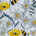 thumbnail image 5 of Orinice  Grey Shower Curtain, Daisy Flowers Bees in Spring Time Honey Petals Floret Nature Purity Blooming, Cloth Fabric Bathroom Decor Set with Hooks,  White, 5 of 7
