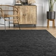 thumbnail image 4 of nuLOOM Koda Solid Leather Flatweave Area Rug, 4' x 6', Black, 4 of 8